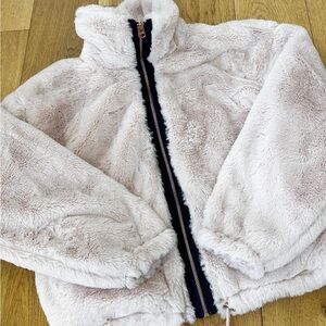 Lucky Brand Faux Fur Hooded Zip Jacket – Light Blush, Size Small EUC